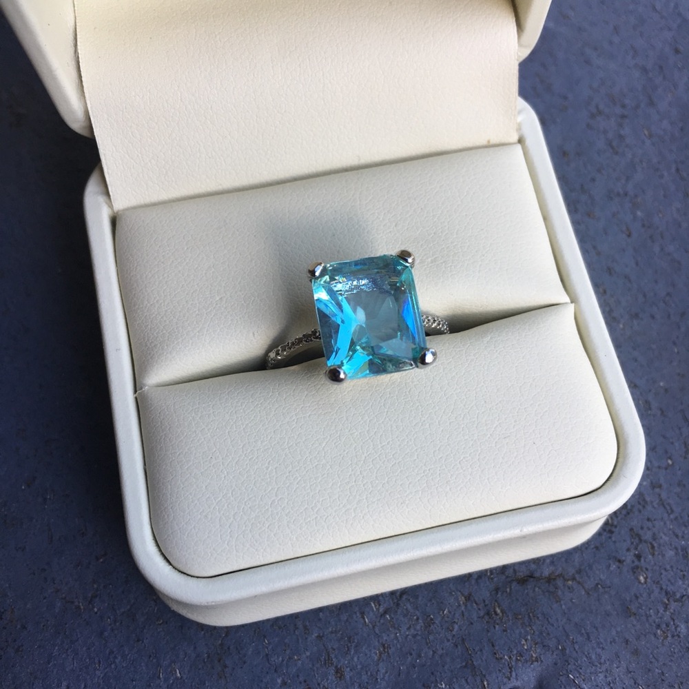 Aquamarine Silver Cocktail Ring